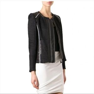 IRO GIANA BLACK‎ LEATHER TRIM WAFFLE JACKET